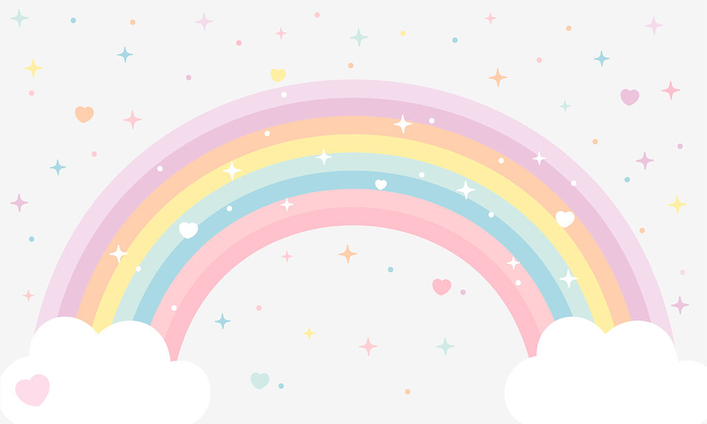 Regenboog met sterrenconfetti — volledig ontwerp