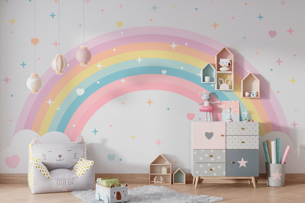 Regenboog met sterrenconfetti — interieur 2
