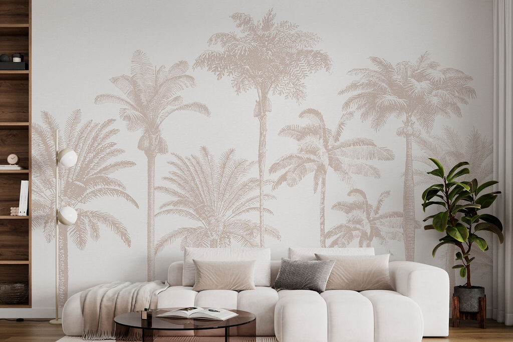 Groep palmbomen in een interieur