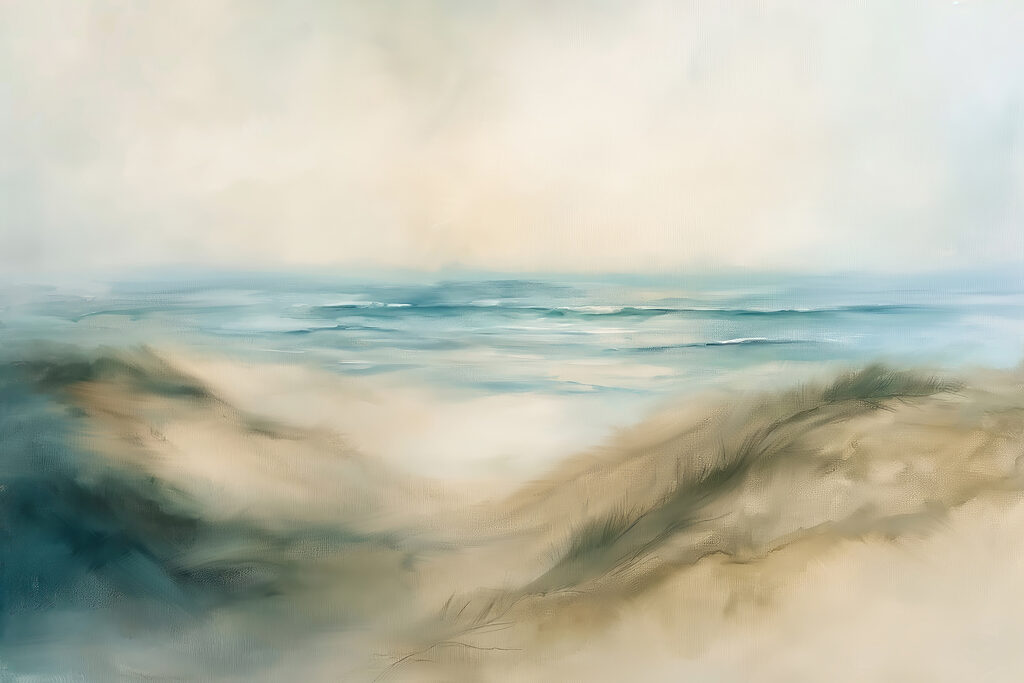 Schilderij van een strand — volledig ontwerp