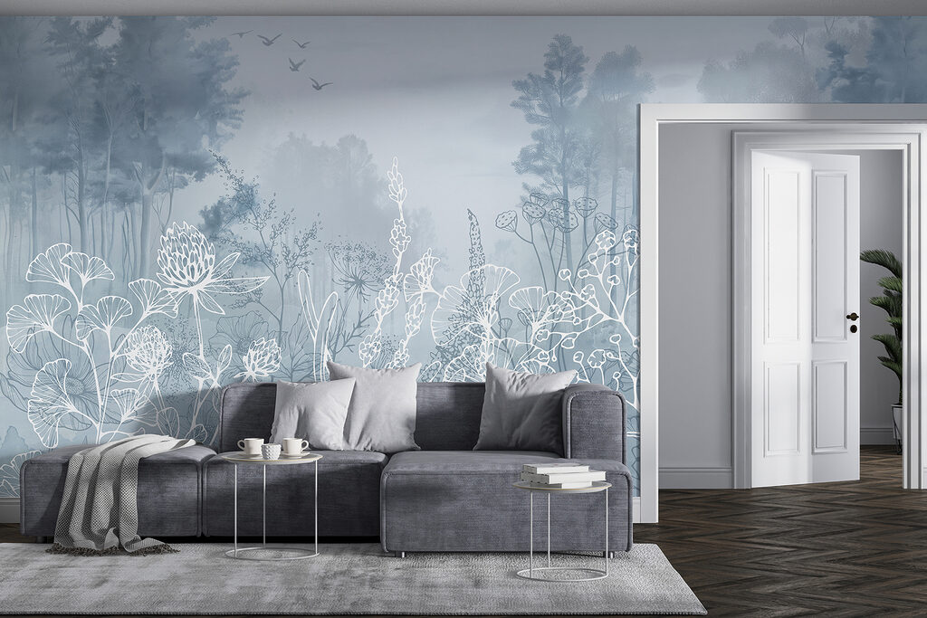Witte bloemlijnen voor bomen — interieur 2