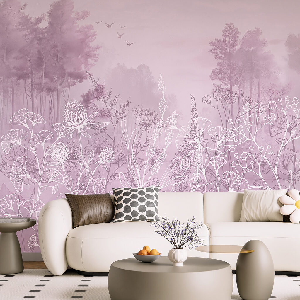 Witte bloemlijnen voor bomen — interieur 3