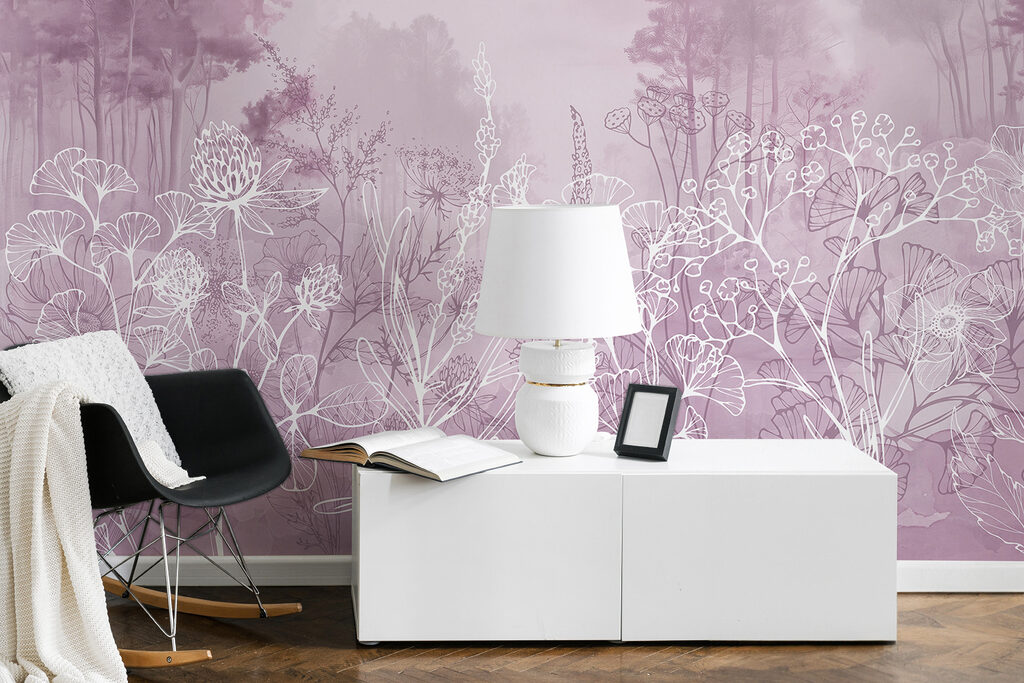 Witte bloemlijnen voor bomen — interieur 4