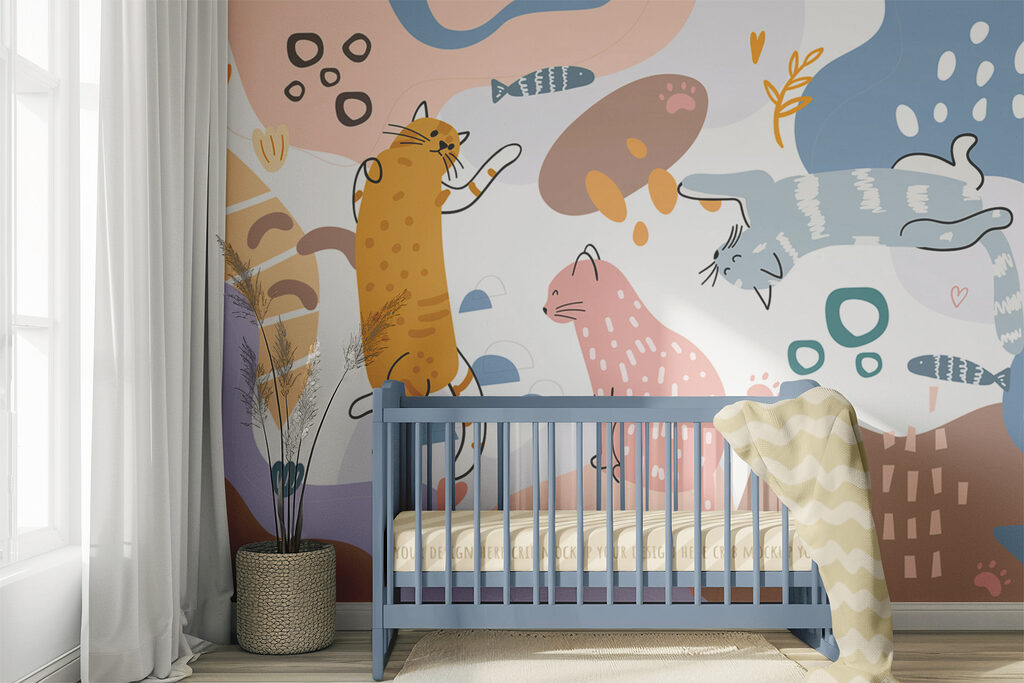 Speelse katten tussen kleurvlakken — interieur 4