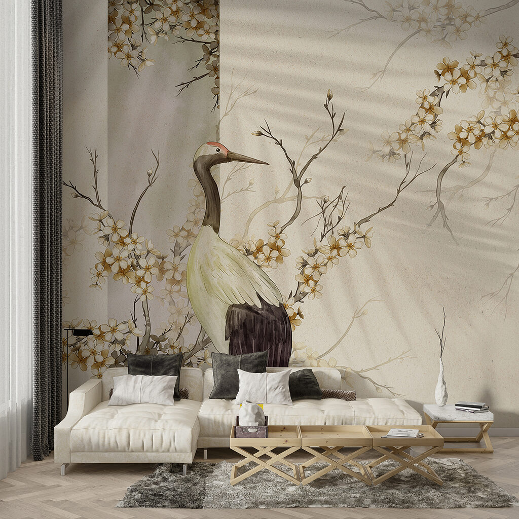 Kraanvogel in zacht bloesemlicht — interieur 4