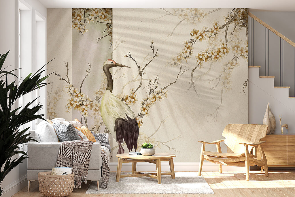 Kraanvogel in zacht bloesemlicht — interieur 5