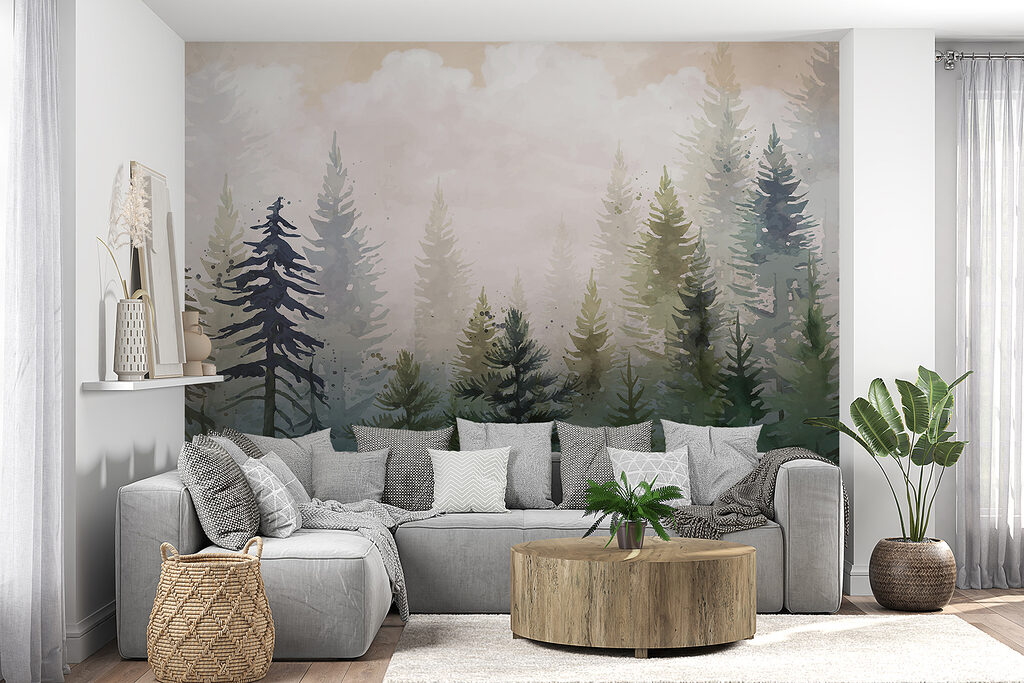 Dennen onder zachte ochtendwolken — interieur 5