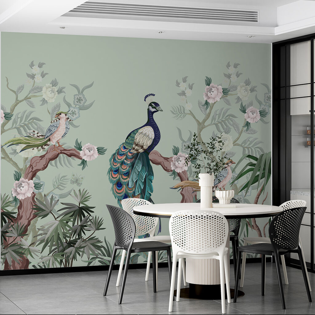 Pauw tussen bloeiende takken — interieur 2