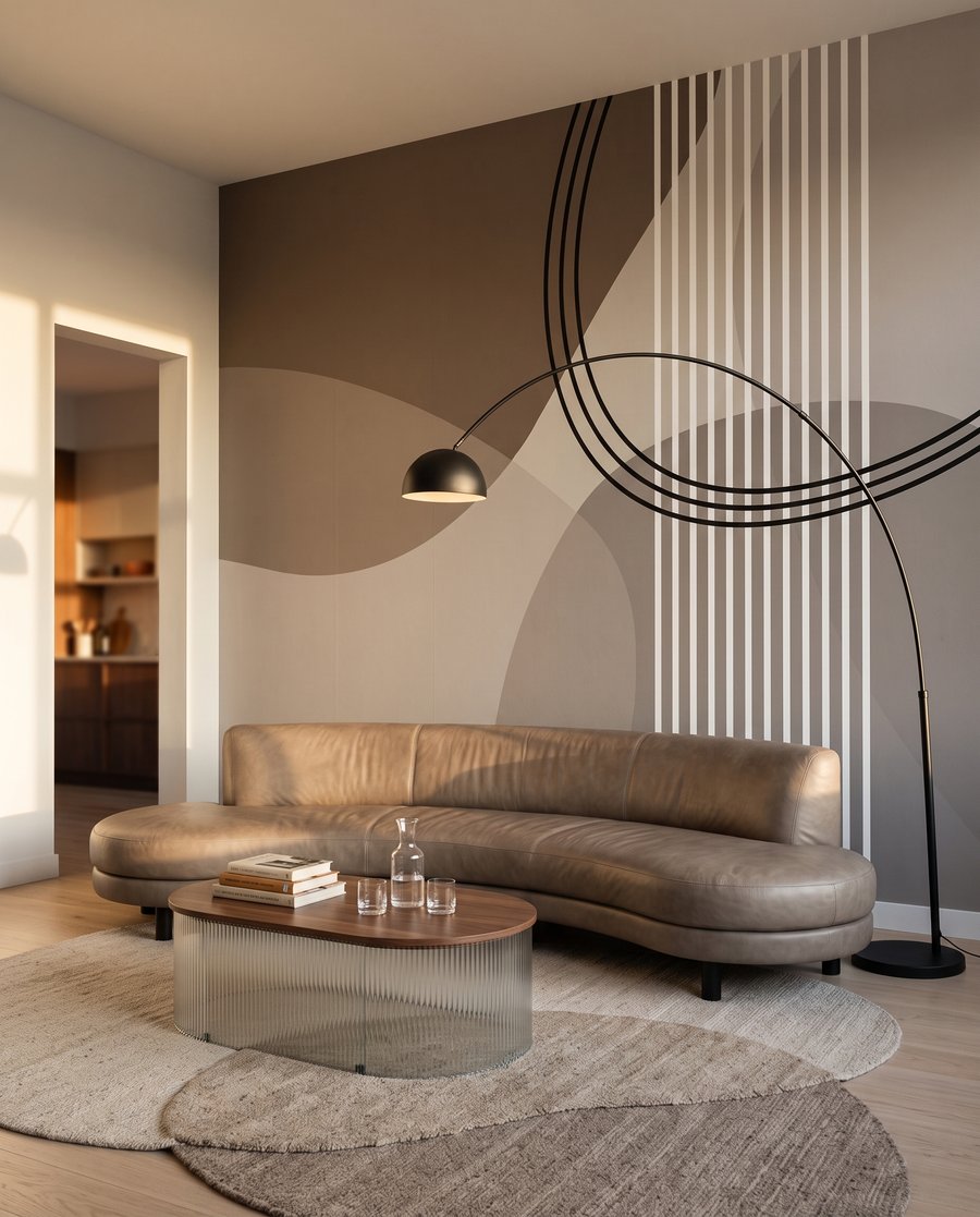 Ronde lijnen naast strepen — interieur 2