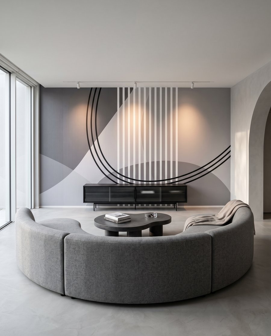 Lijnen door overlappende vormen in een interieur