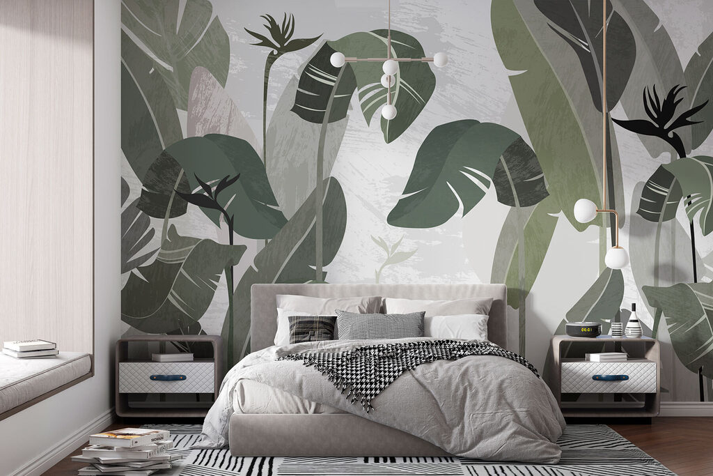 Junglebladeren in olijfgroene vormen — interieur 1
