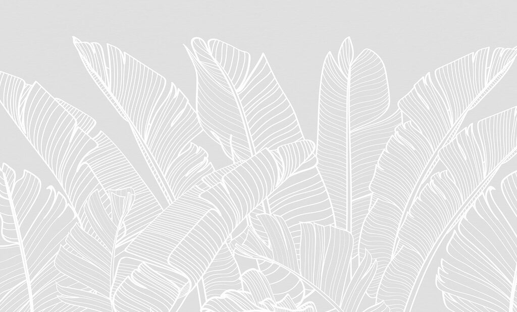 Witte lijntekening van bladeren — volledig ontwerp