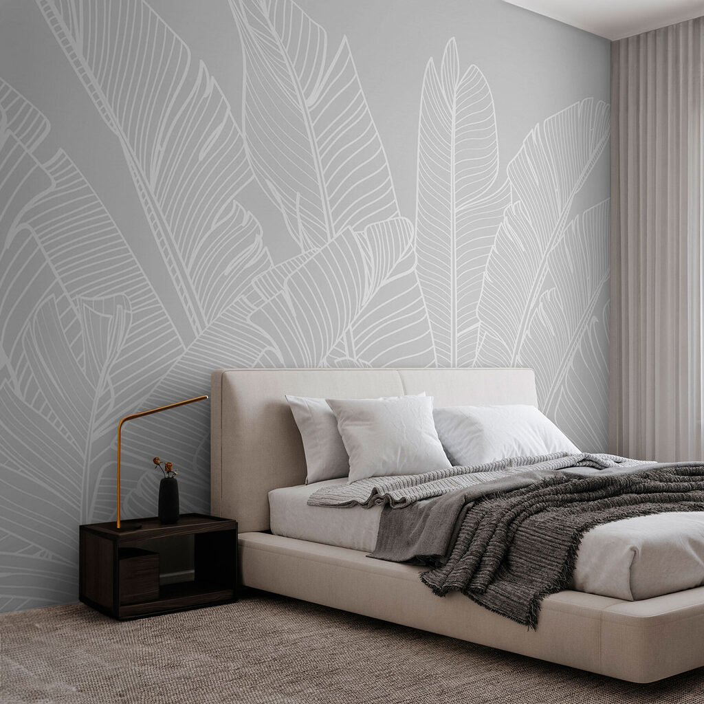 Witte lijntekening van bladeren — interieur 2
