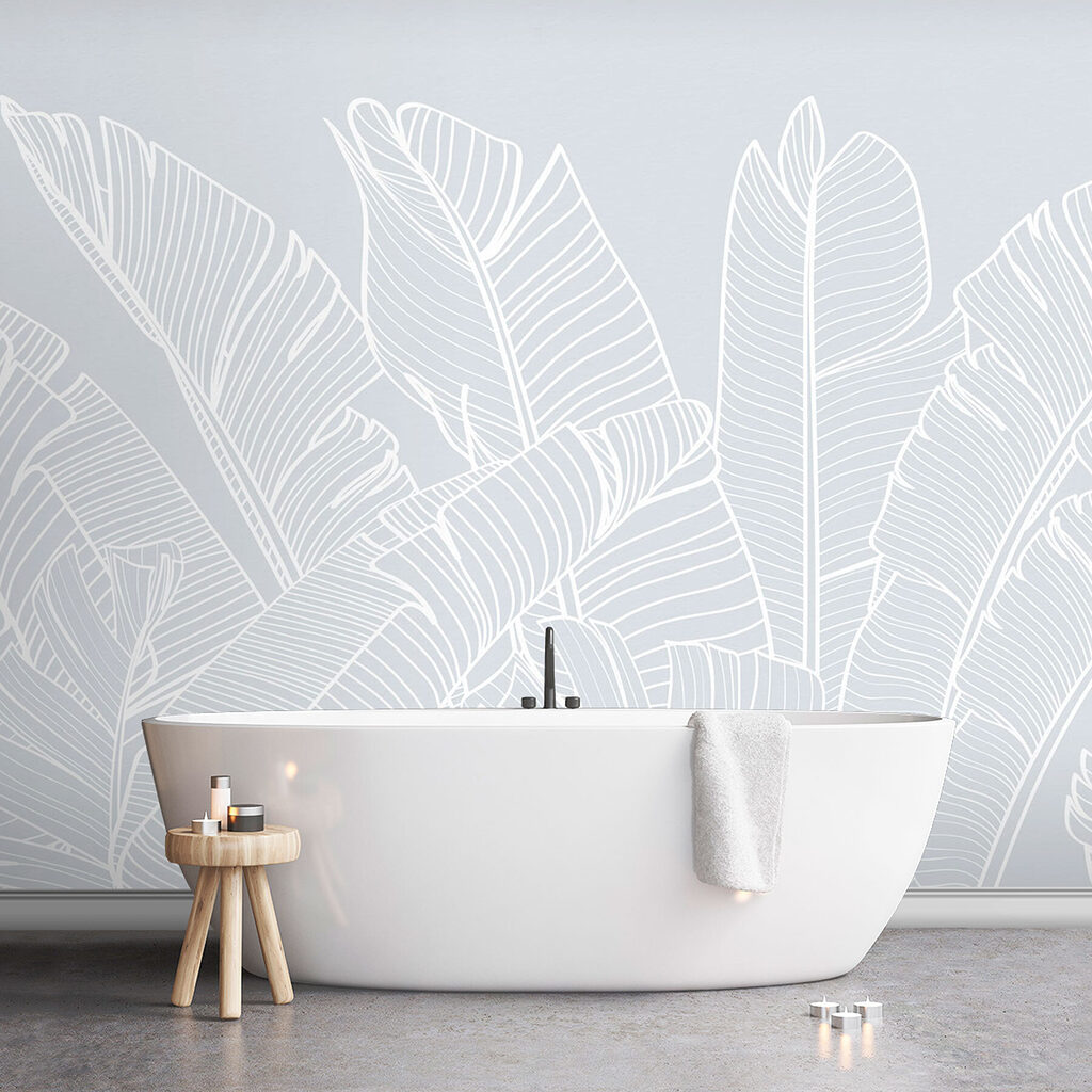 Witte lijntekening van bladeren — interieur 2