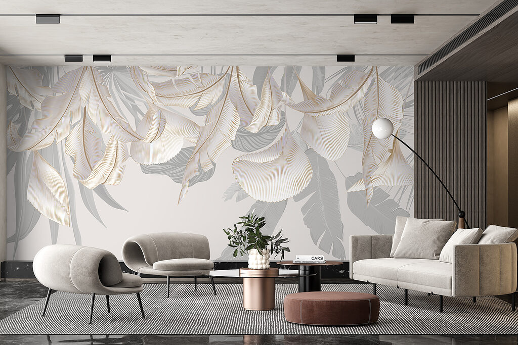 Witte hangbloemen met schaduwen — interieur 3