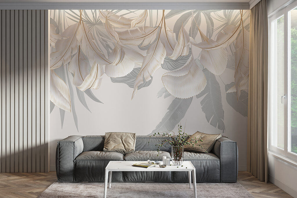 Witte hangbloemen met schaduwen — interieur 4