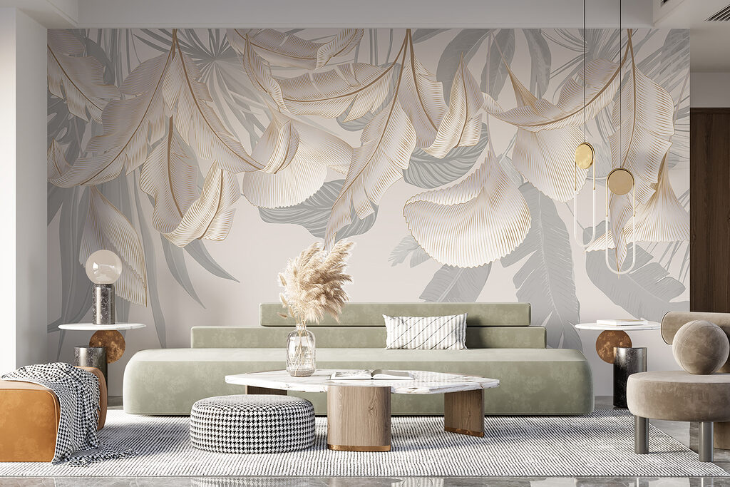 Witte hangbloemen met schaduwen — interieur 5