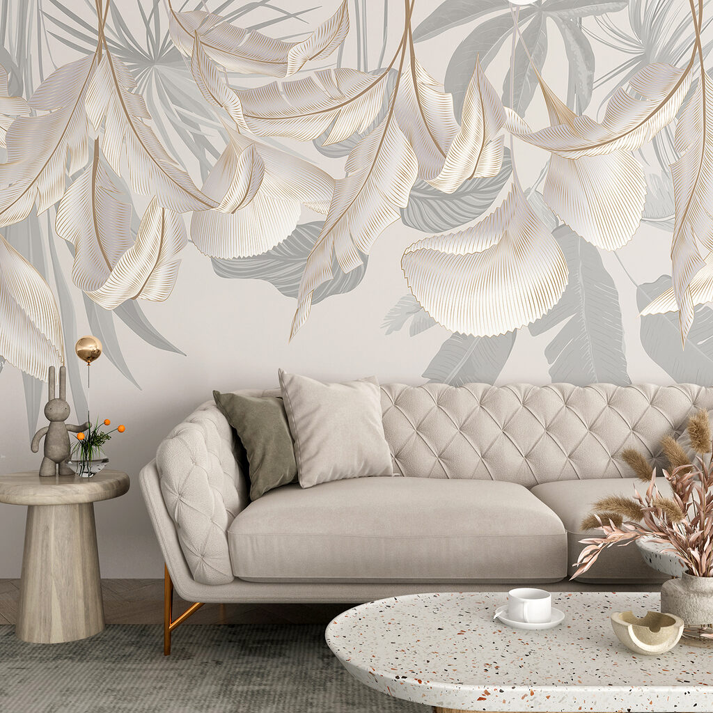 Witte hangbloemen met schaduwen — interieur 6