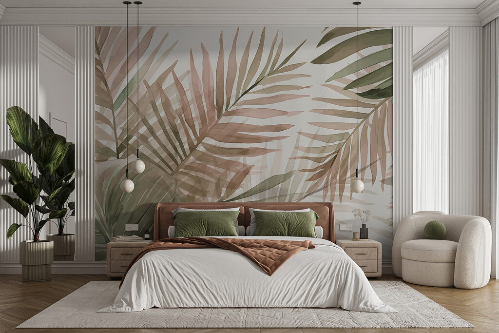 Tropische bladeren in zachte pasteltinten — interieur 2