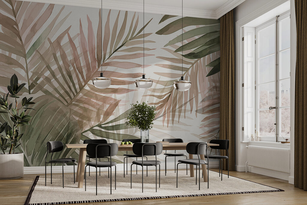 Tropische bladeren in zachte pasteltinten — interieur 6