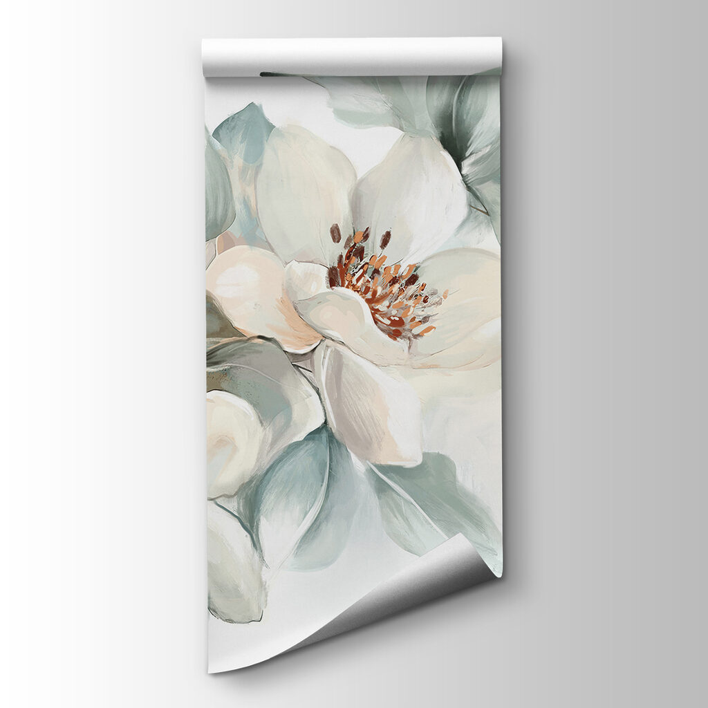 Witte bloemen met grijsgroen — productweergave