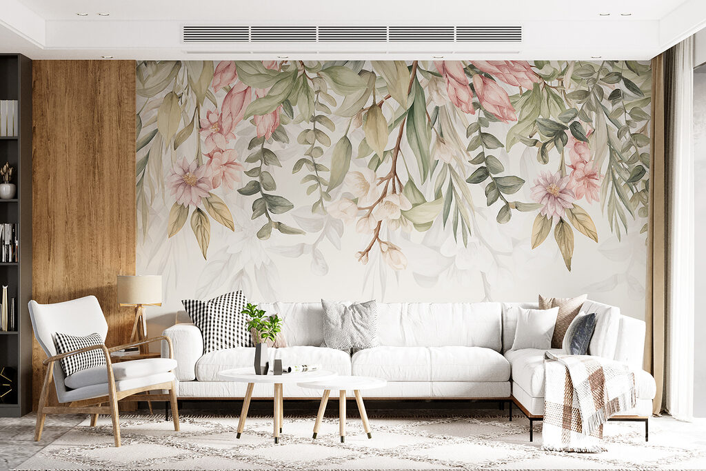 Elegant bloemmotief in zachte kleuren — interieur 4