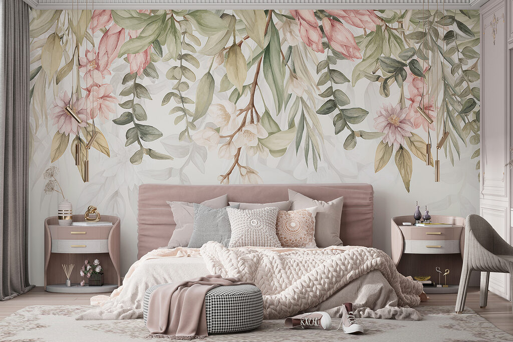 Elegant bloemmotief in zachte kleuren — interieur 5