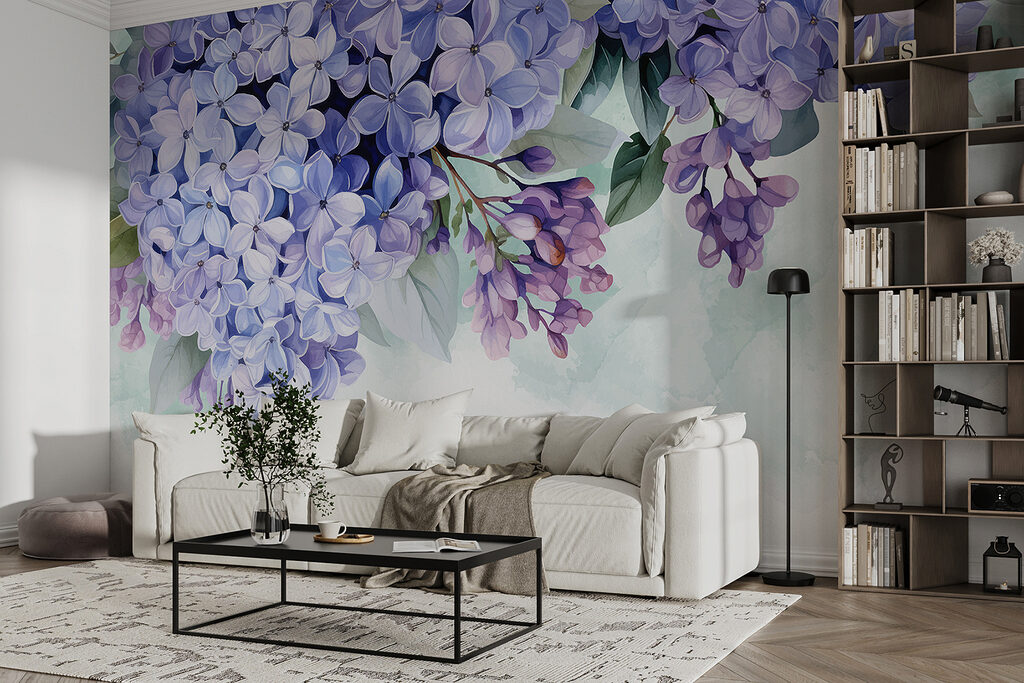 Paarse bloemtrossen bovenaan — interieur 2