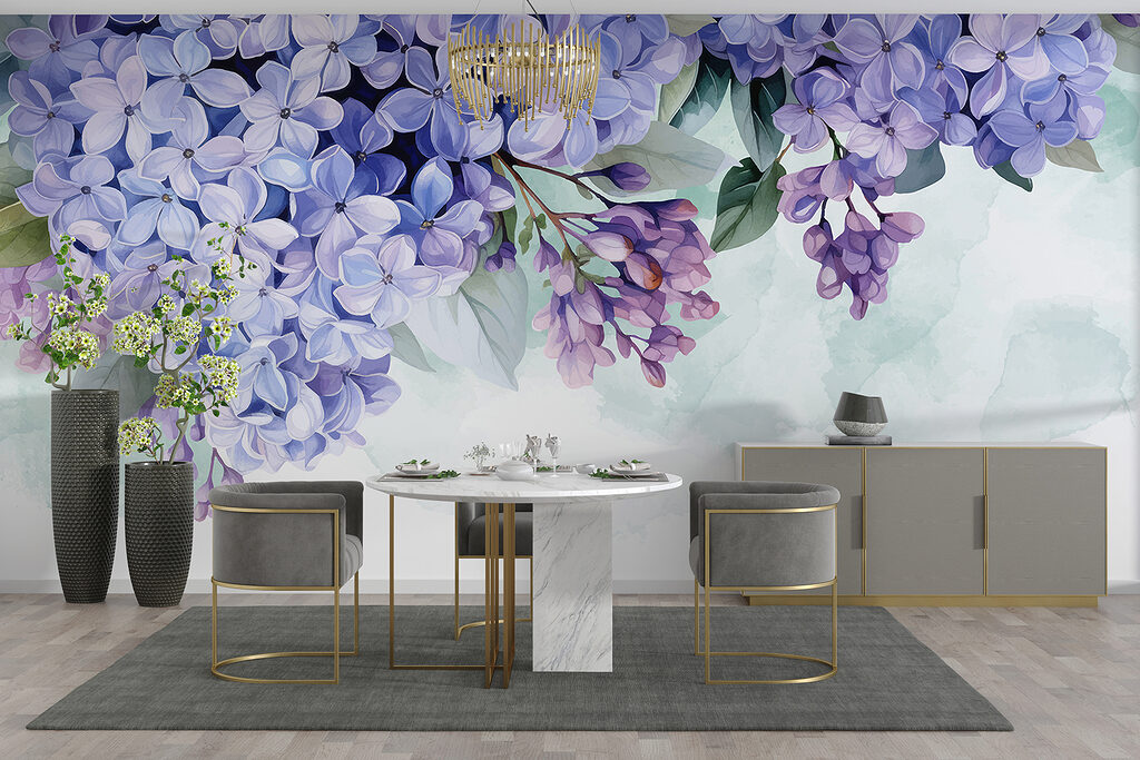 Paarse bloemtrossen bovenaan — interieur 3