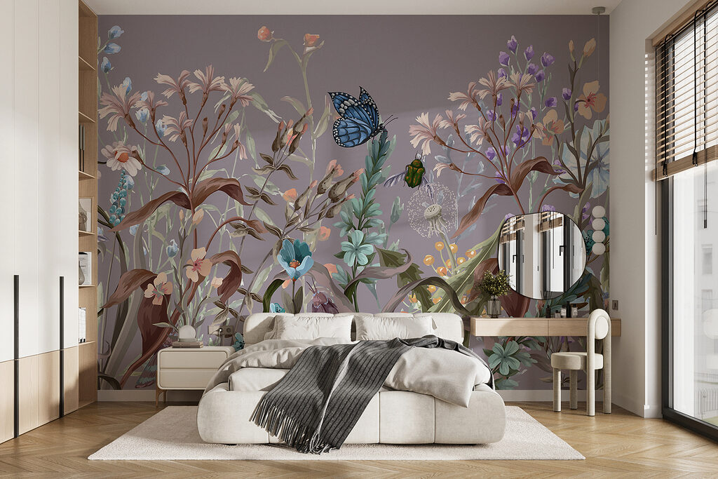 Vlinder op een bloem in een interieur