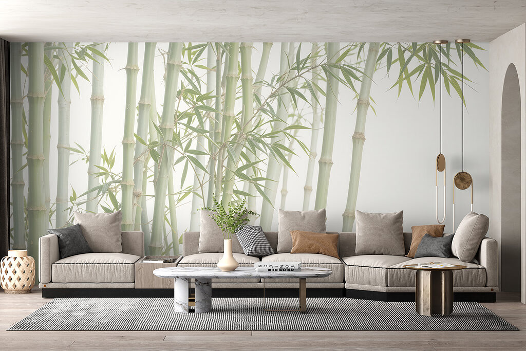 Bamboe in lichtgroene lijnen — interieur 2