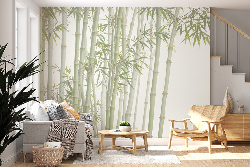 Bamboe in lichtgroene lijnen — interieur 3