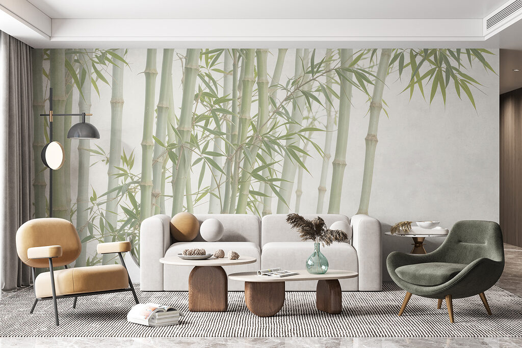 Bamboe in lichtgroene lijnen — interieur 4