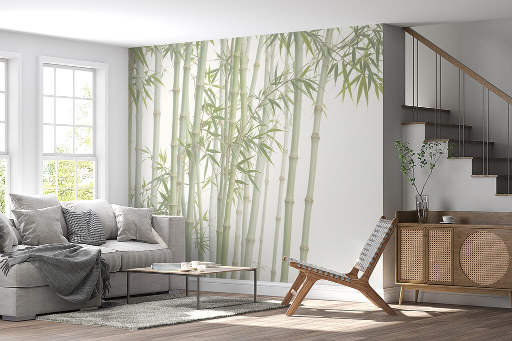 Bamboe in lichtgroene lijnen — interieur 5
