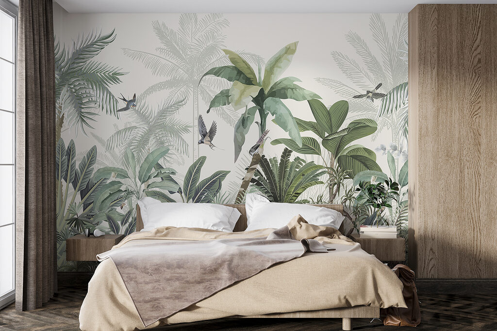 Vogels boven lichte jungleplanten — interieur 1