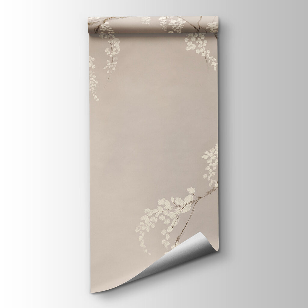 Hangende bloesem op taupe — productweergave