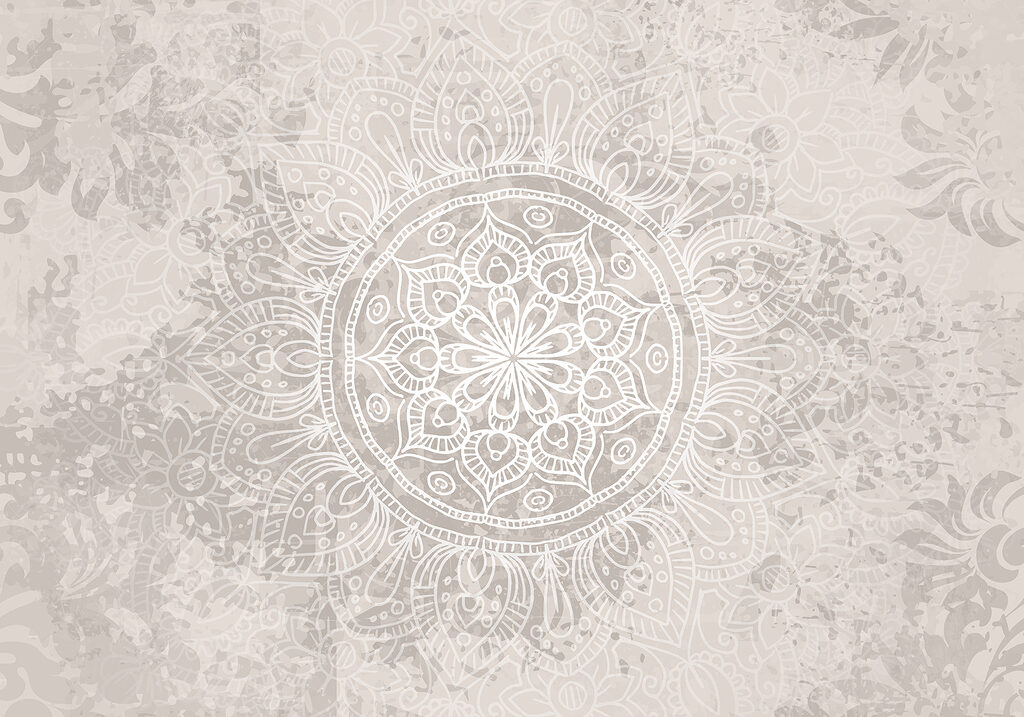 Mandala op verweerd roze — volledig ontwerp