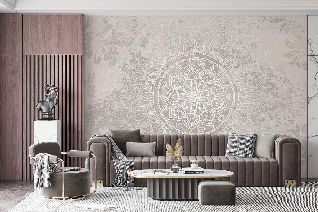 Mandala op verweerd roze — interieur 2