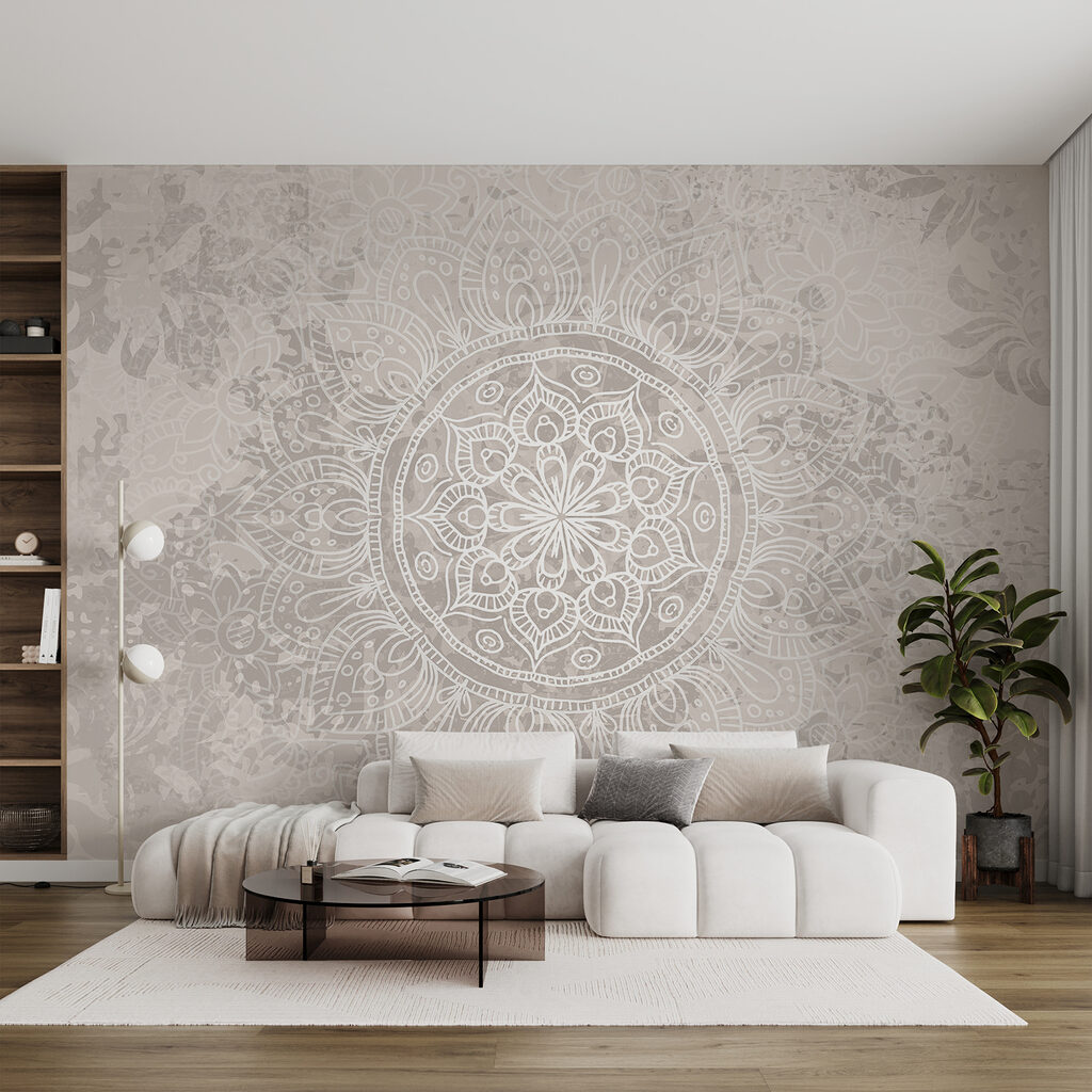Mandala op verweerd roze — interieur 3