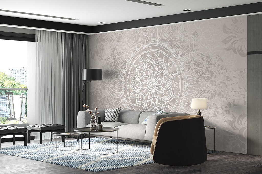 Mandala op verweerd roze — interieur 5