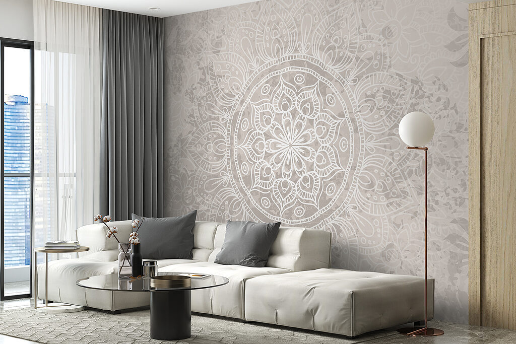 Mandala op verweerd roze — interieur 6