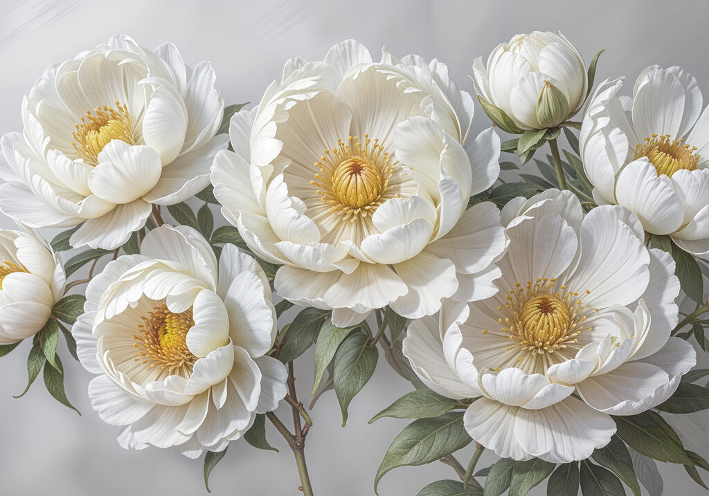 Groep witte bloemen — volledig ontwerp