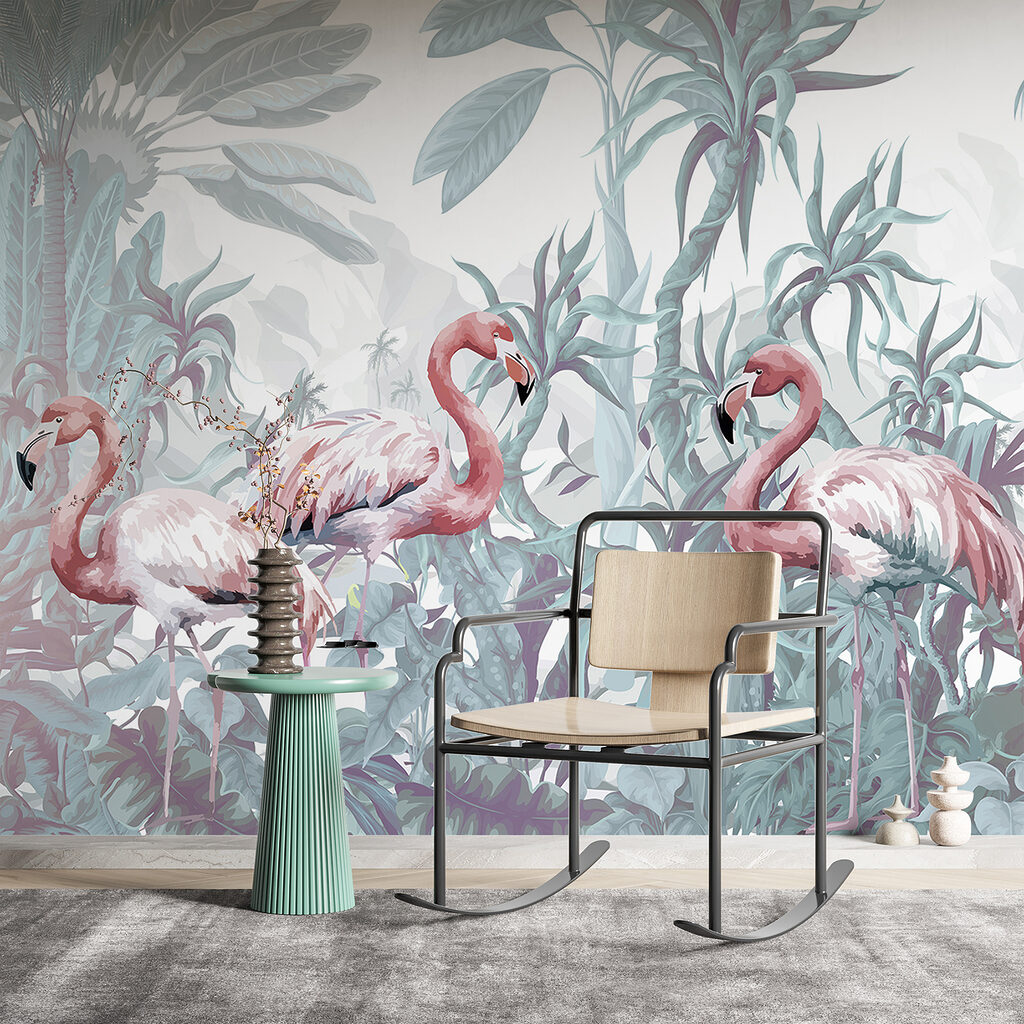 Groep flamingo's in een jungle — interieur 3