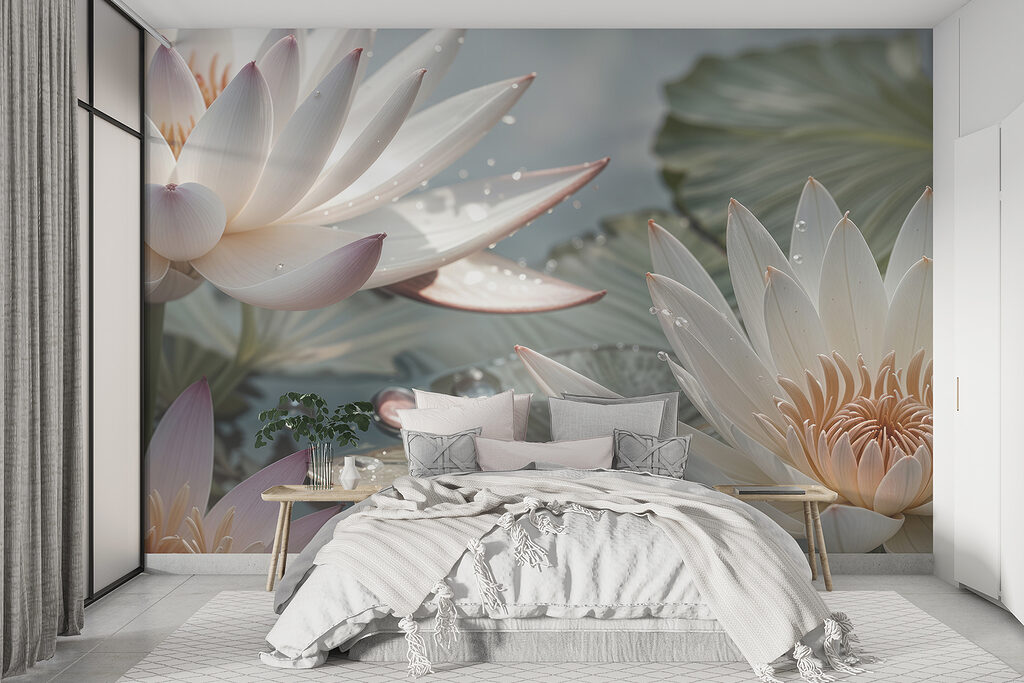 Lotussen met glanzende druppels — interieur 1