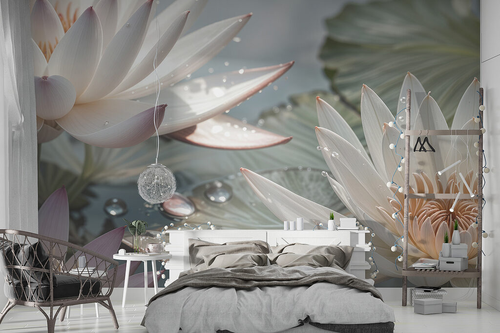 Lotussen met glanzende druppels — interieur 3