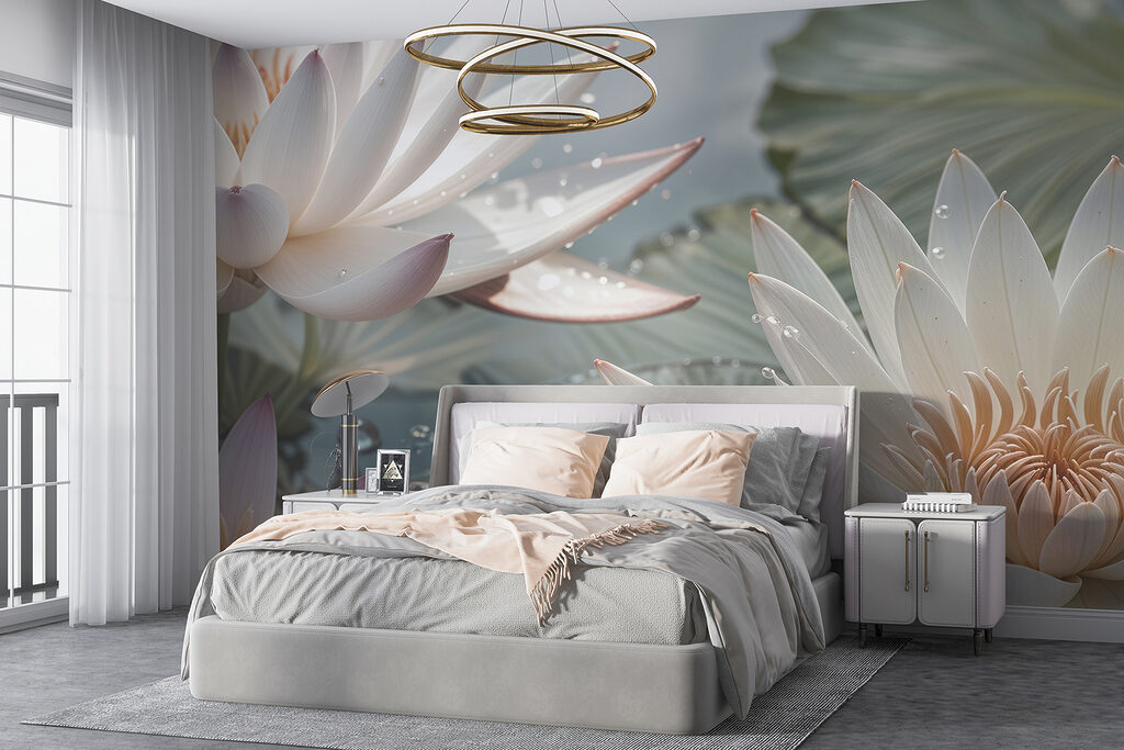 Lotussen met glanzende druppels — interieur 4