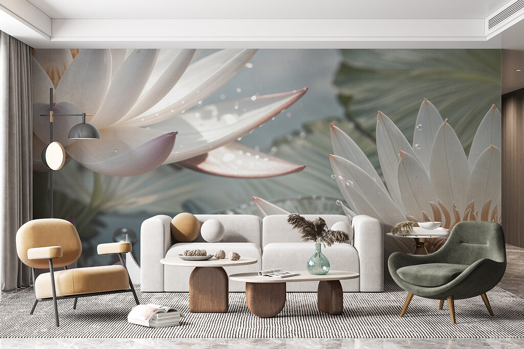 Lotussen met glanzende druppels — interieur 5