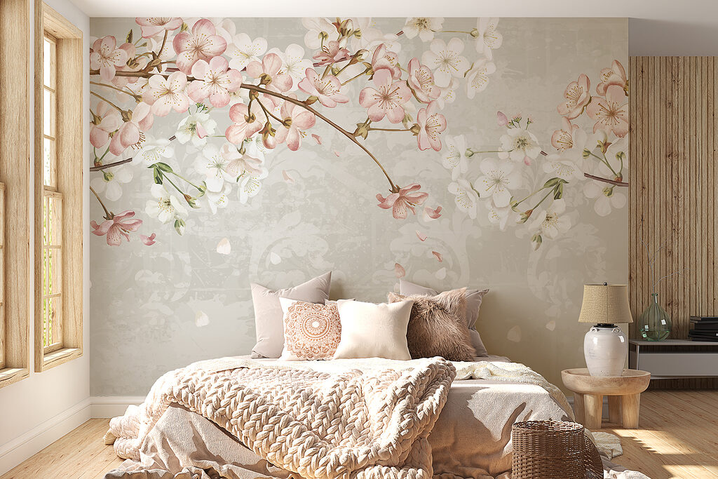 Verfijnde bloesems in zachte tinten in een interieur