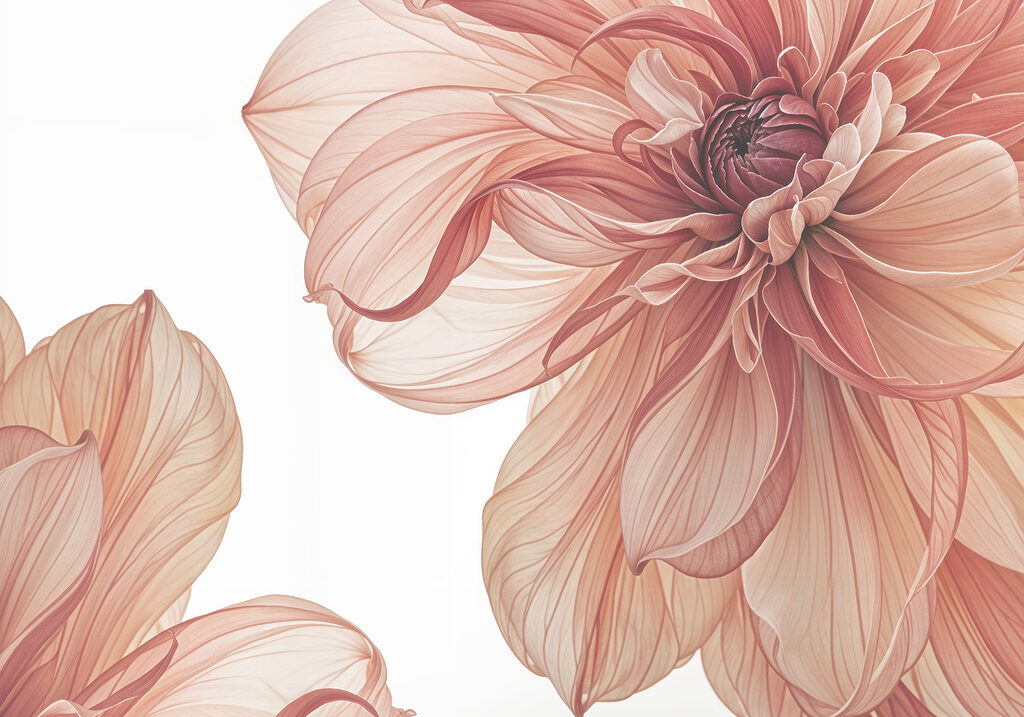 Doorschenen bloem in zalmroze — volledig ontwerp