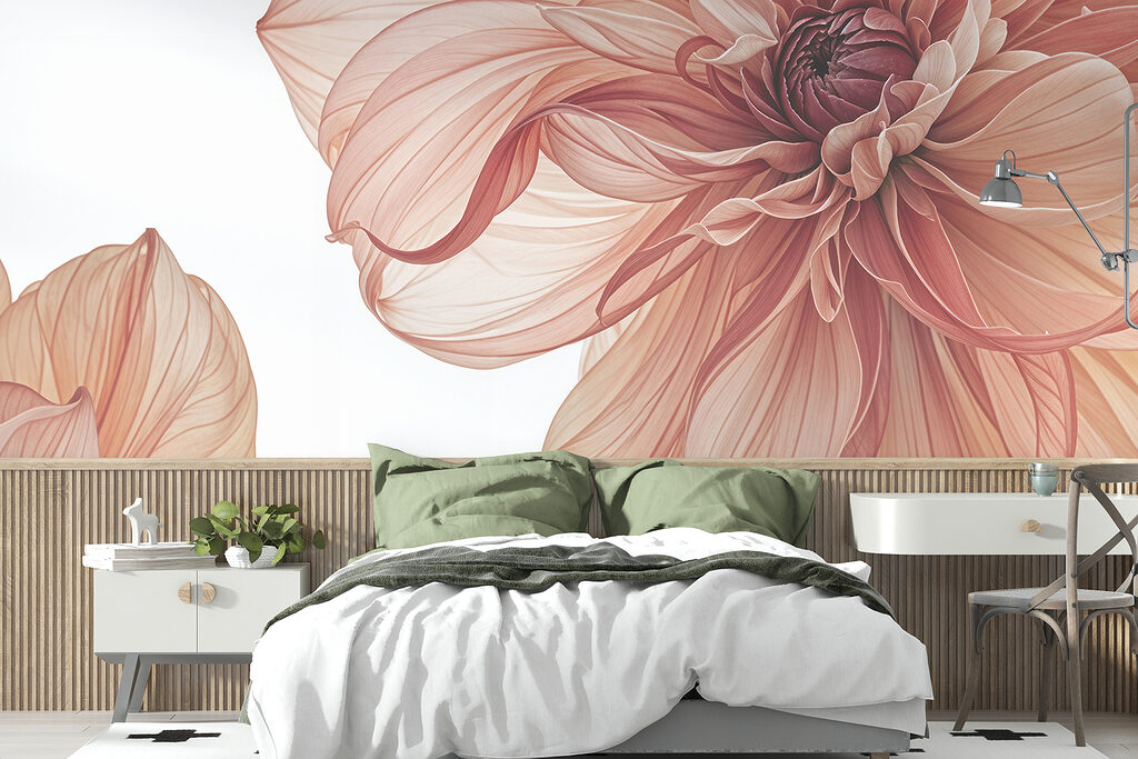 Doorschenen bloem in zalmroze — interieur 1